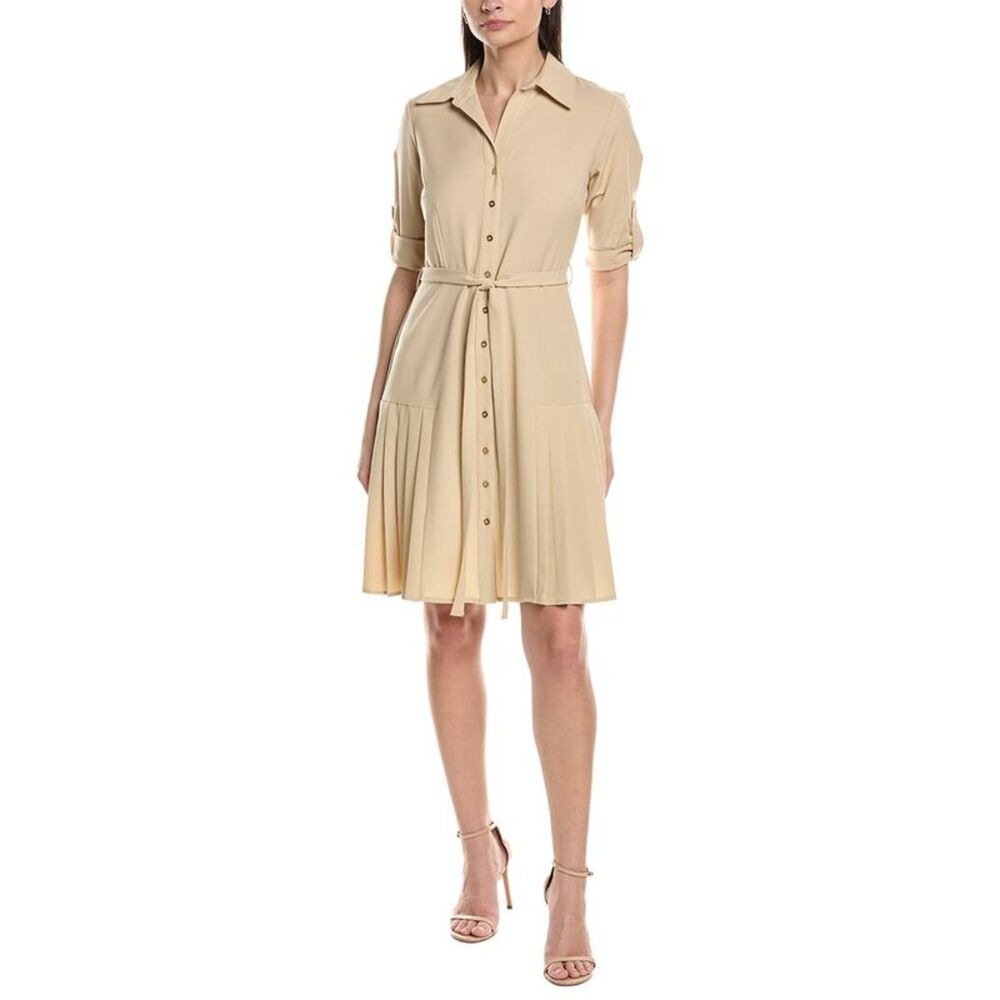 Sharagano Womens  Short Sleeve Shirtdress, Brown